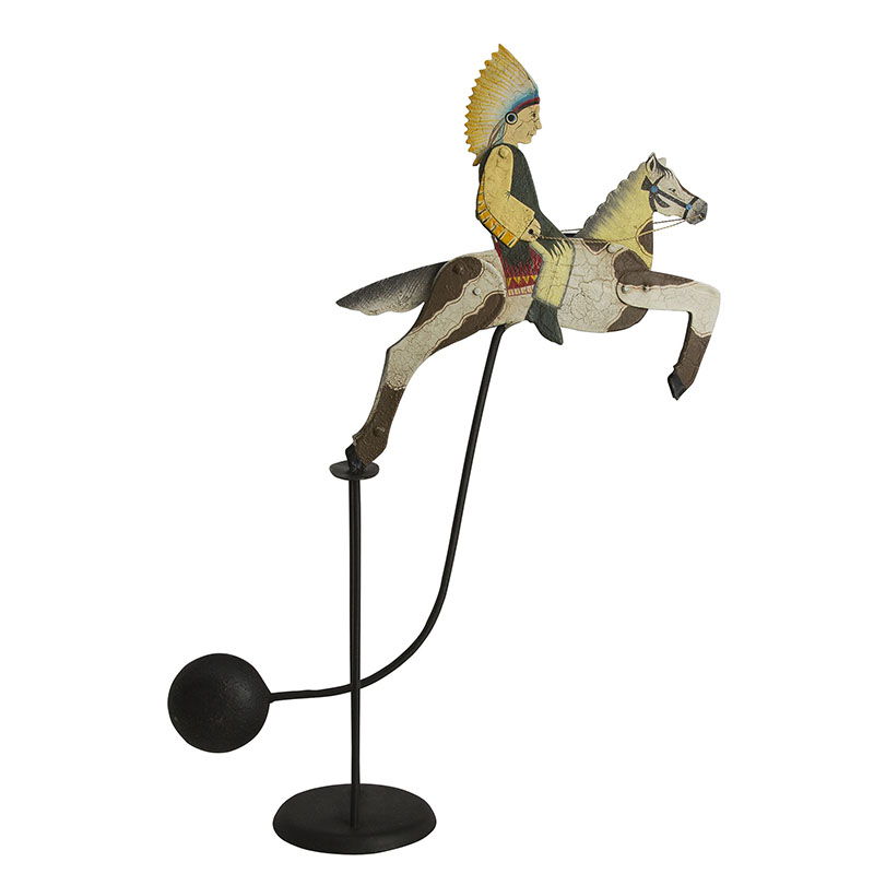 Indian & Horse Great Plains Sky Hook Figurine Teeter Totter 20" Tin Balance Toy