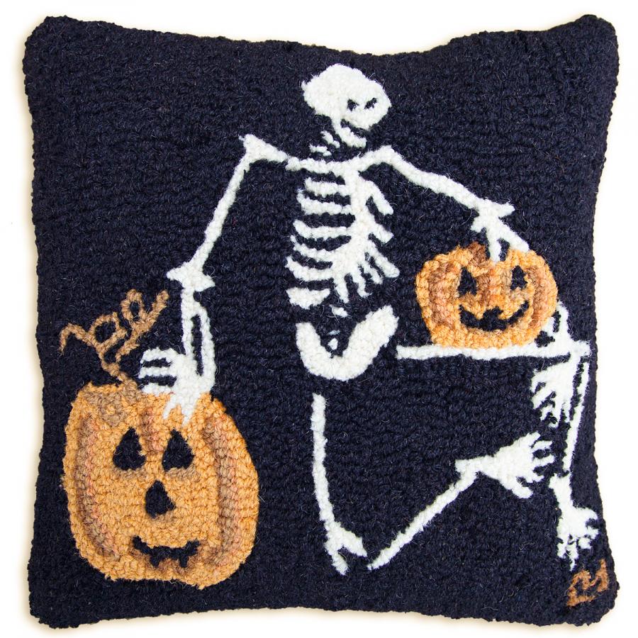 Hooked Wool Skeleton Pillow